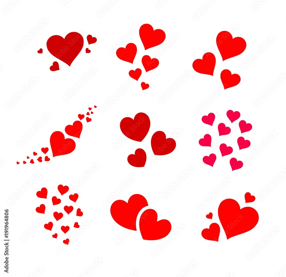 Beautiful and cute group of hearts vector illustration