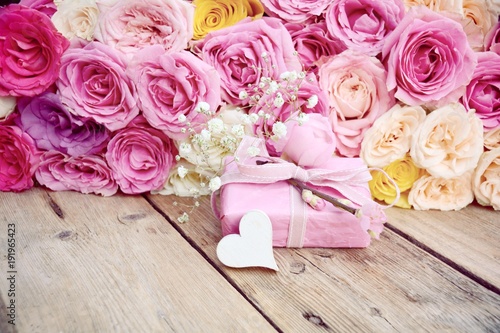 Grußkarte - Rosenstrauß mit...