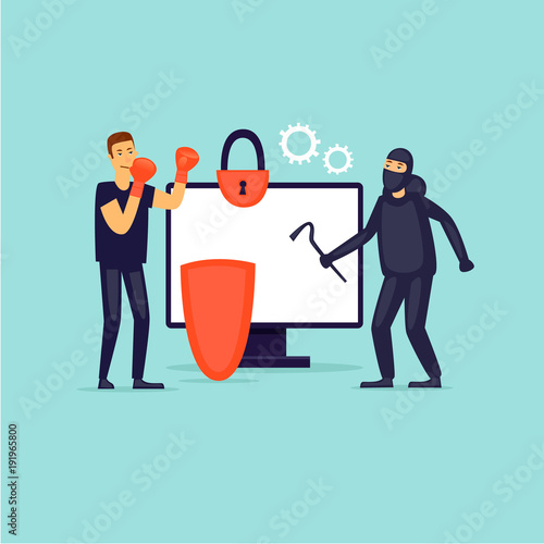 Data protection. Flat design vector illustration.