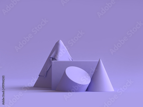 3d rendering geometric shape violet-purple minimal background