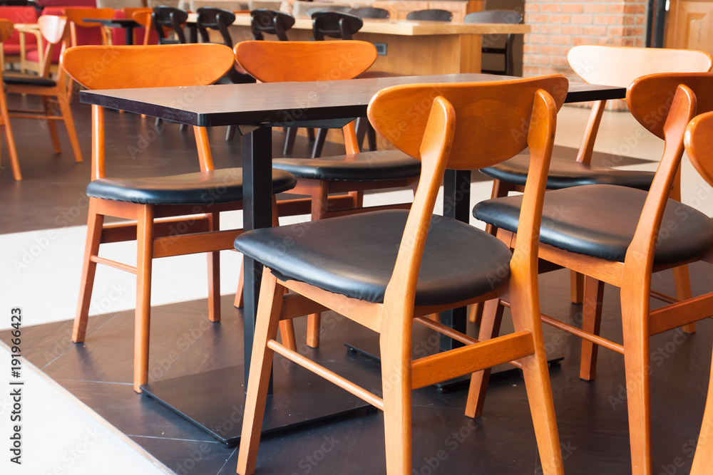 Classic style tables and chairs in cafeteria, Interior design, Wooden furniture