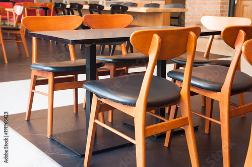 Classic style tables and chairs in cafeteria  Interior design  Wooden furniture
