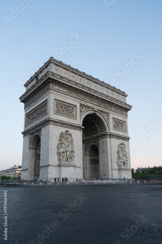 The Arc de Triomphe in the evening , Paris, France