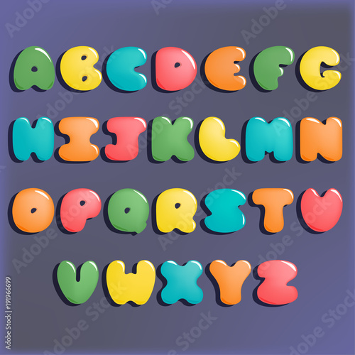 Plump handwritten alphabet vector colorful set.
