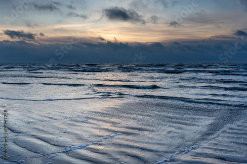 Restless Baltic sea in evening time.