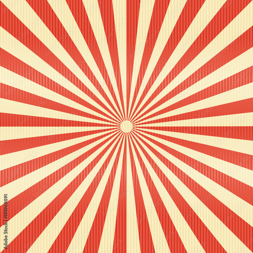 Fototapeta premium Striped lines pattern paper. Retro radius burst red color background.