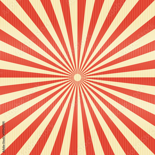 Striped lines pattern paper. Retro radius burst red color background.