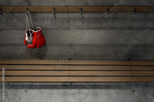 Boxing Gloves Hanging In Change Room © alswart
