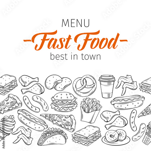 hand drawn fast food