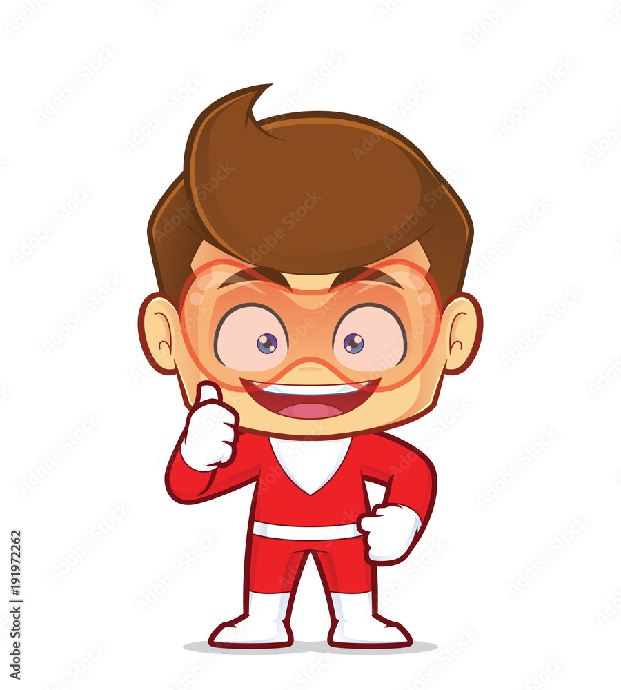 Clipart picture of a superhero cartoon character giving thumbs up