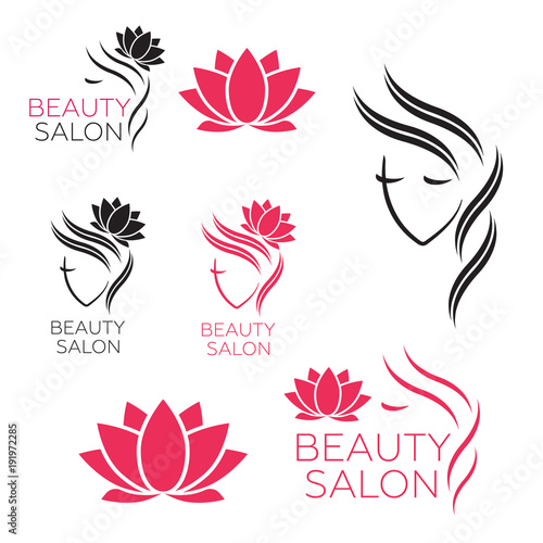 Beautiful woman vector logo template for hair salon  beauty salon  cosmetic procedures  spa center. Beauty logo for hair salon