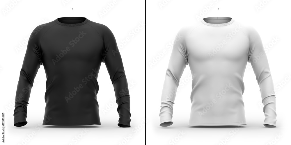 Men's t shirt with long raglan sleeves. 3d rendering. Clipping - obrazy, fototapety, plakaty 