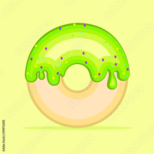 Green glazed donut, Cartoon