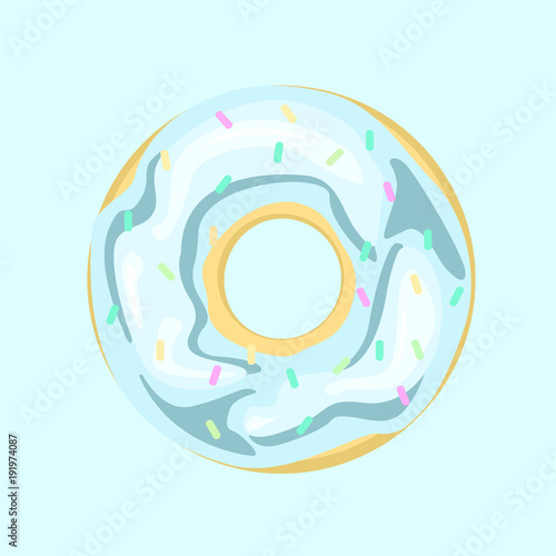 Blue glazed donut, Cartoon