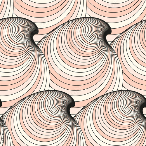 geometric seashells seamless tile in ivory shades