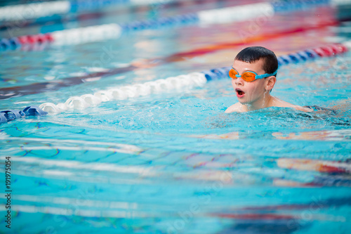 Boy swimming Freestyle