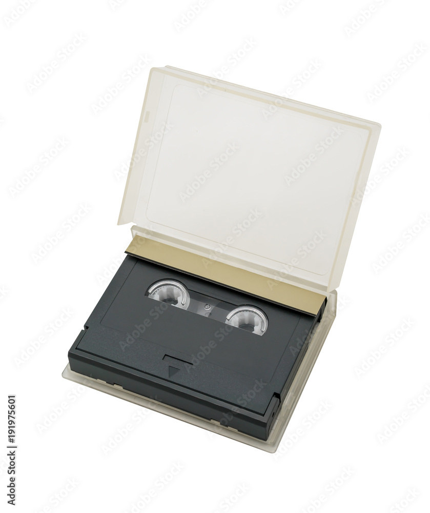 Digital audio tape isolated on white background.