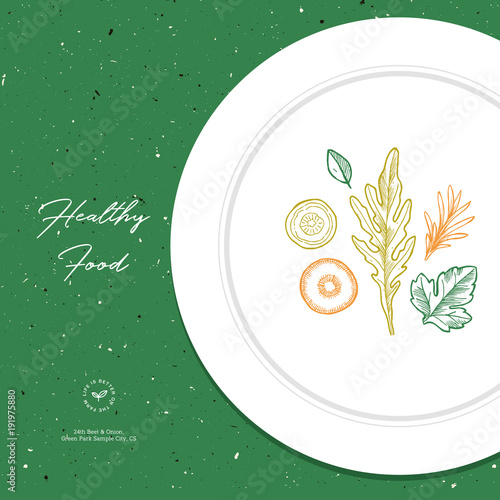 Diet food plate illustration. Weight loss design template. Vector illustration