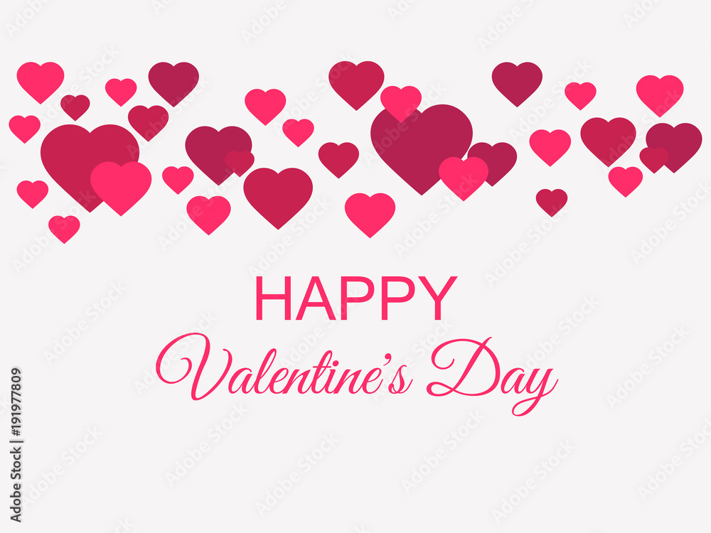 Happy Valentines Day. Greeting card background with hearts. Vector illustration