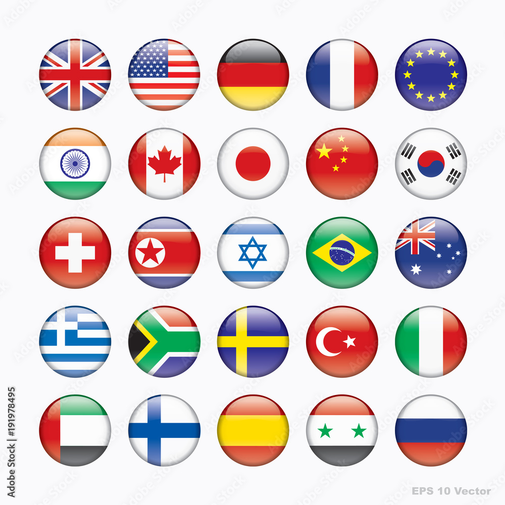 Flag of world, Vector icons Flag of world, Vector icons