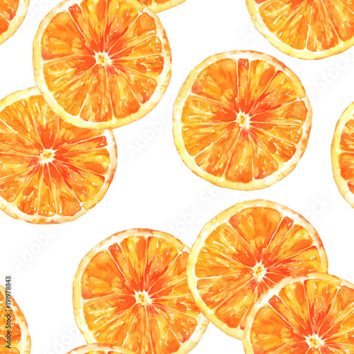 A seamless background pattern with watercolour oranges