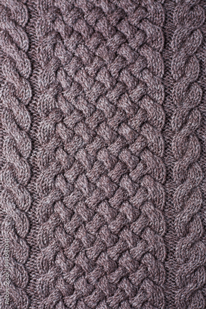Winter Sweater Design. Grey knitting wool texture background