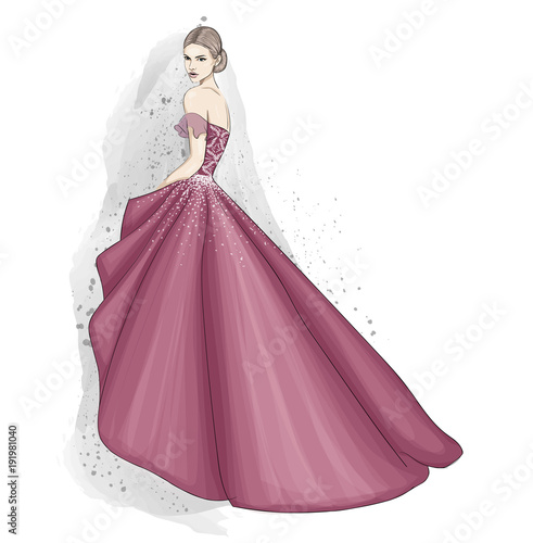 tender woman in couture dress
