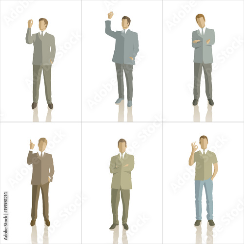 Vector silhouettes of business people color