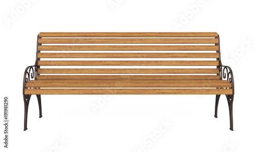 Fotografia Wooden Park Bench Isolated