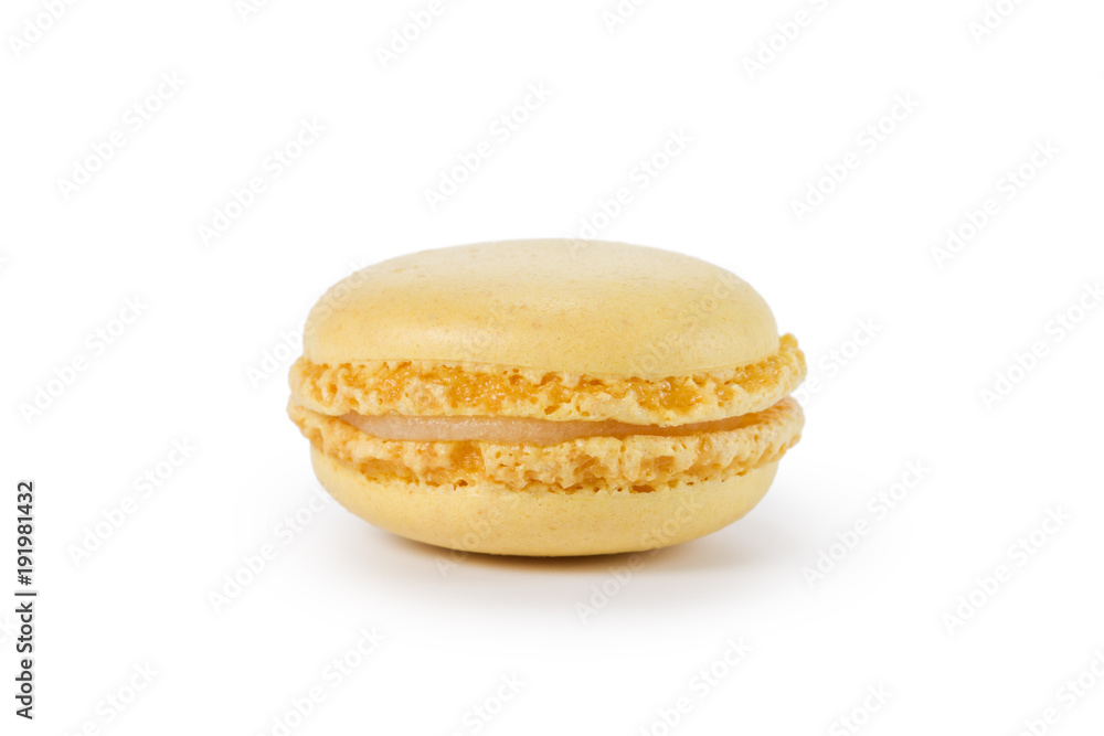 yellow macaron with jam isolated on white yellow macaron with jam isolated on white