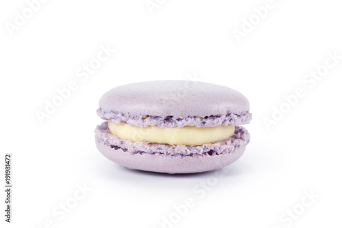 violet macaron with creram isolated on white