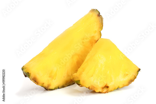 pineapple slices isolated on white background close-up