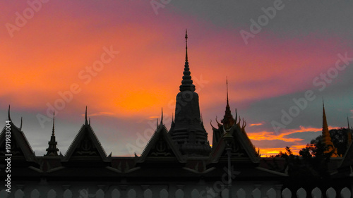 Sunset at Wat Phra Sri Rattana  Grand Palace  Thailand