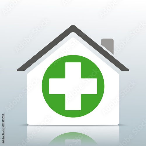 House Building Green Symbol Cross Drugstore