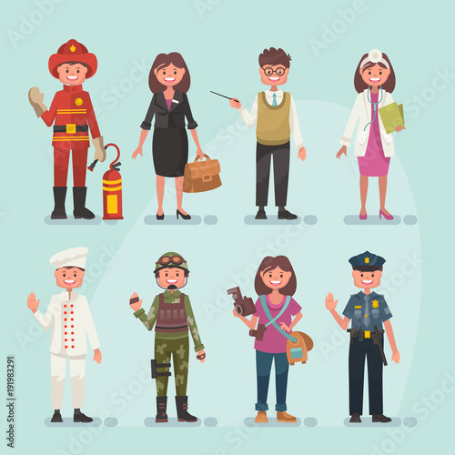 Set of vector occupations in modern flat style