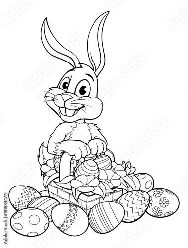 Easter Bunny Rabbit With Basket of Eggs