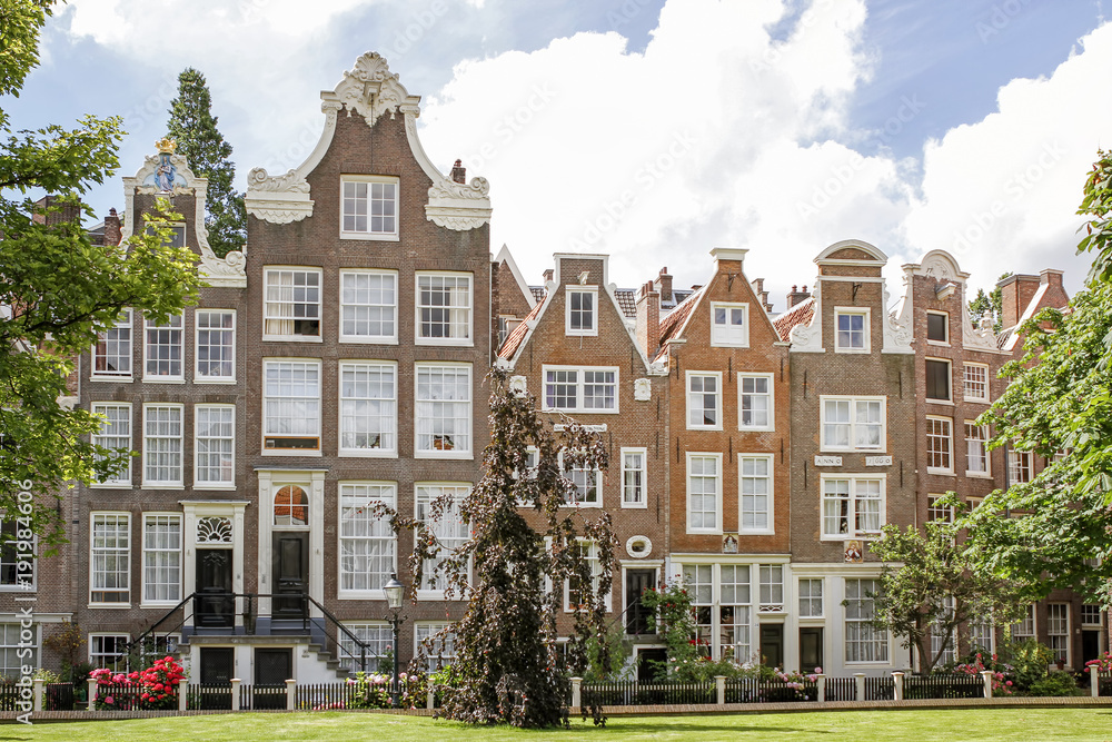 A Group Of Historic Buildings From Begijnhof, Amsterdam, Netherlands