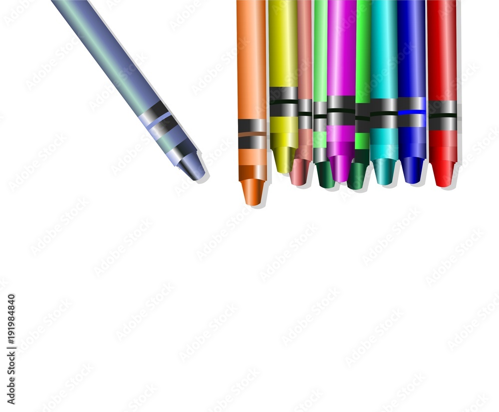 Illustration of wax color pencils on a white background Illustration of wax color pencils on a white background