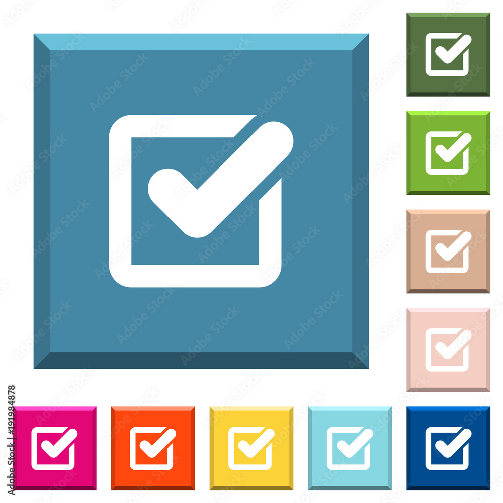 Checkbox white icons on edged square buttons Checkbox white icons on edged square buttons