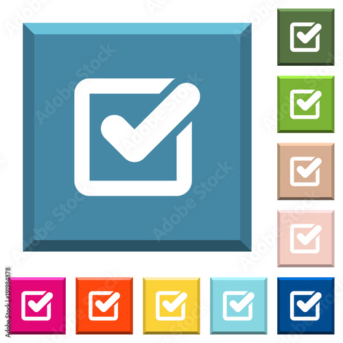 Checkbox white icons on edged square buttons