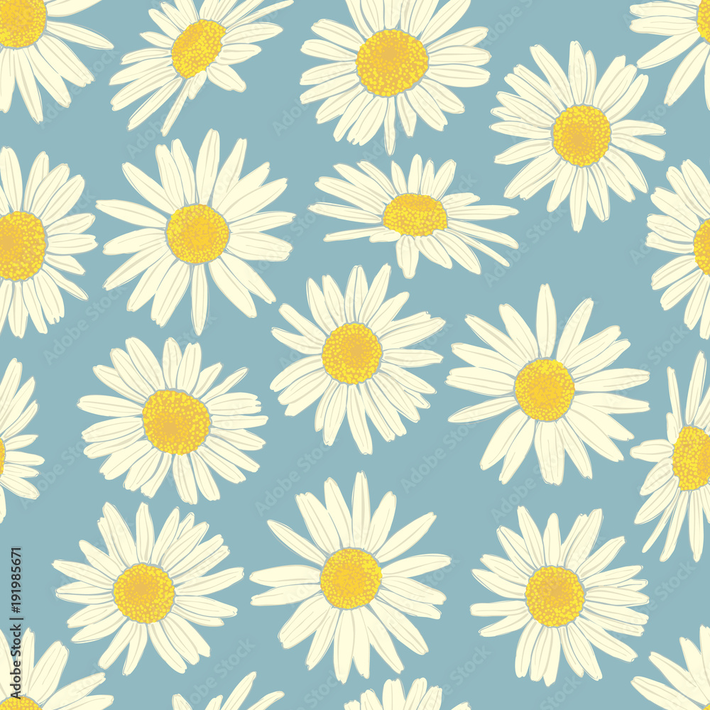 Floral seamless pattern with camomile. Floral seamless pattern with camomile.