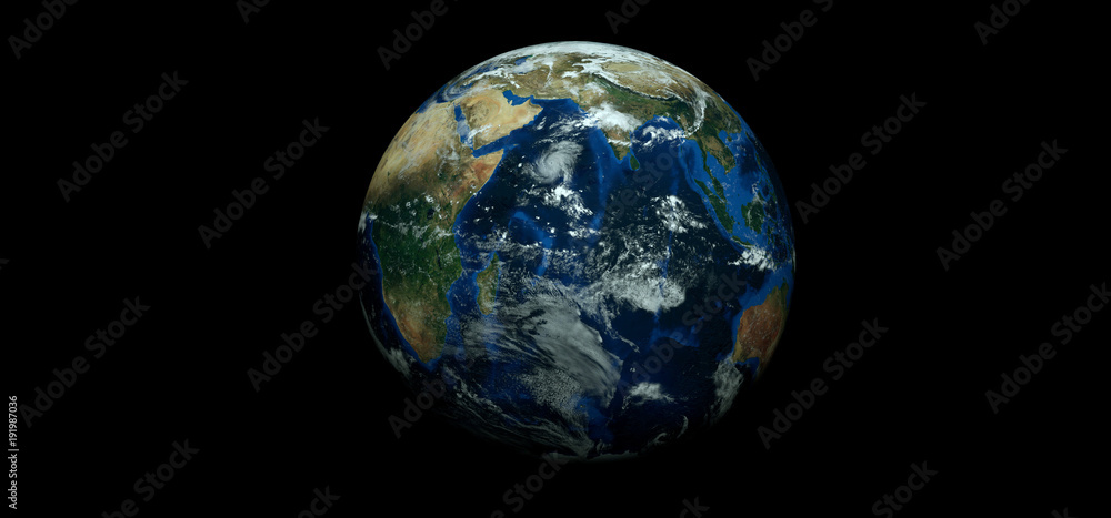 Extremely detailed and realistic high resolution 3D illustration of a hurricane. Shot from space. Elements of this image have been furnished by Nasa.