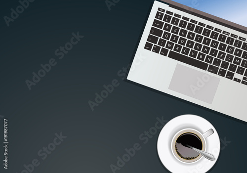 bureau - fond - présentation - arrière plan - entreprise - vue du dessus - ordinateur - tasse de café