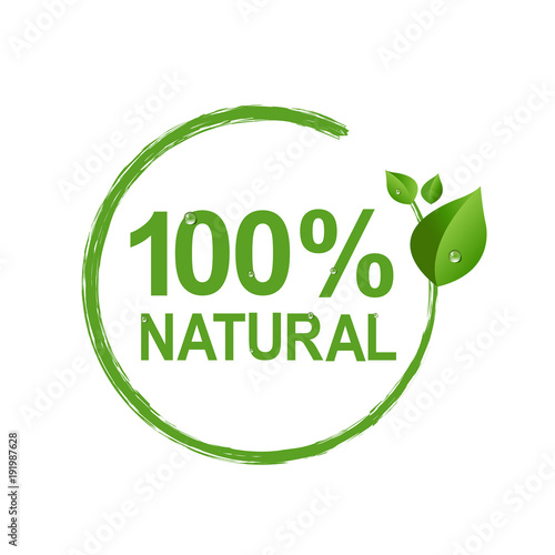 100% Natural Logo Symbol Transparent Background