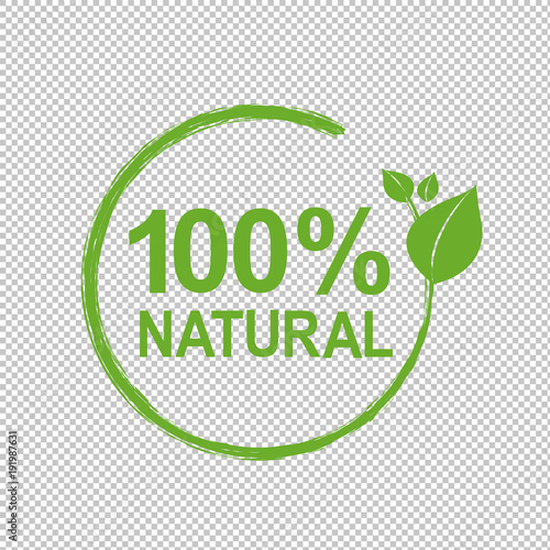 100% Natural Logo Symbol Transparent Background