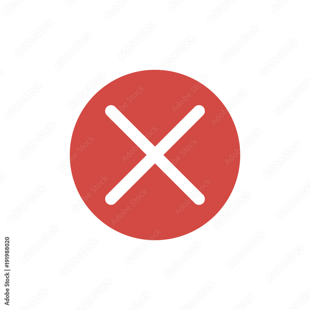 Delete icon. Red button. No. Vector Delete icon. Red button. No. Vector