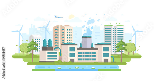Eco-friendly industry - modern flat design style vector illustration