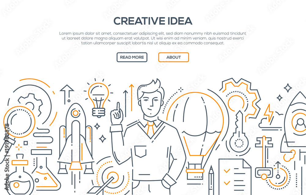 Creative idea - modern line design style illustration Creative idea - modern line design style illustration