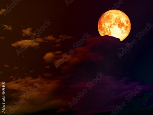 super full blood moon back colorful sky
