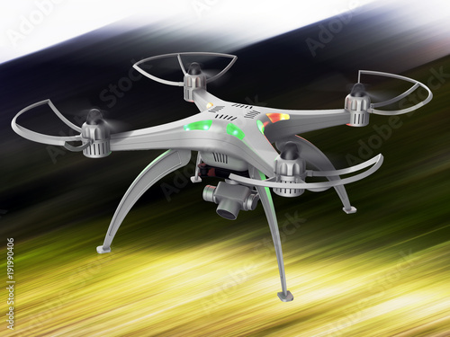 3d render of the drone in flight